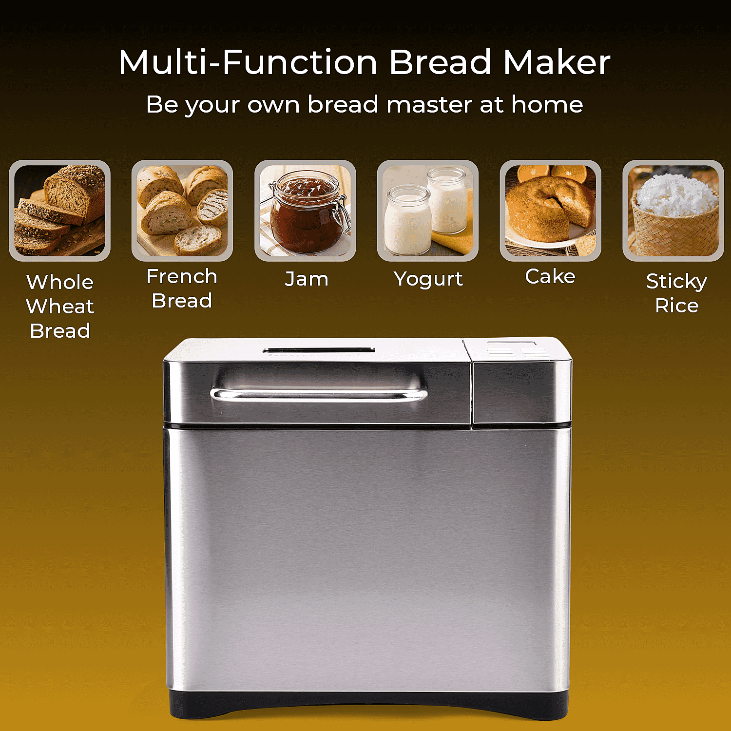 Homesmart Automatic Bread Maker Machine with LCD - All Breads, Cakes, Jams, Yoghurts, Rice - 15 hour Timer - Non Stick Bowl Homesmart Automatic Bread Maker Machine with LCD - All Breads, Cakes, Jams, Yoghurts, Rice - 15 hour Timer - Non Stick Bowl