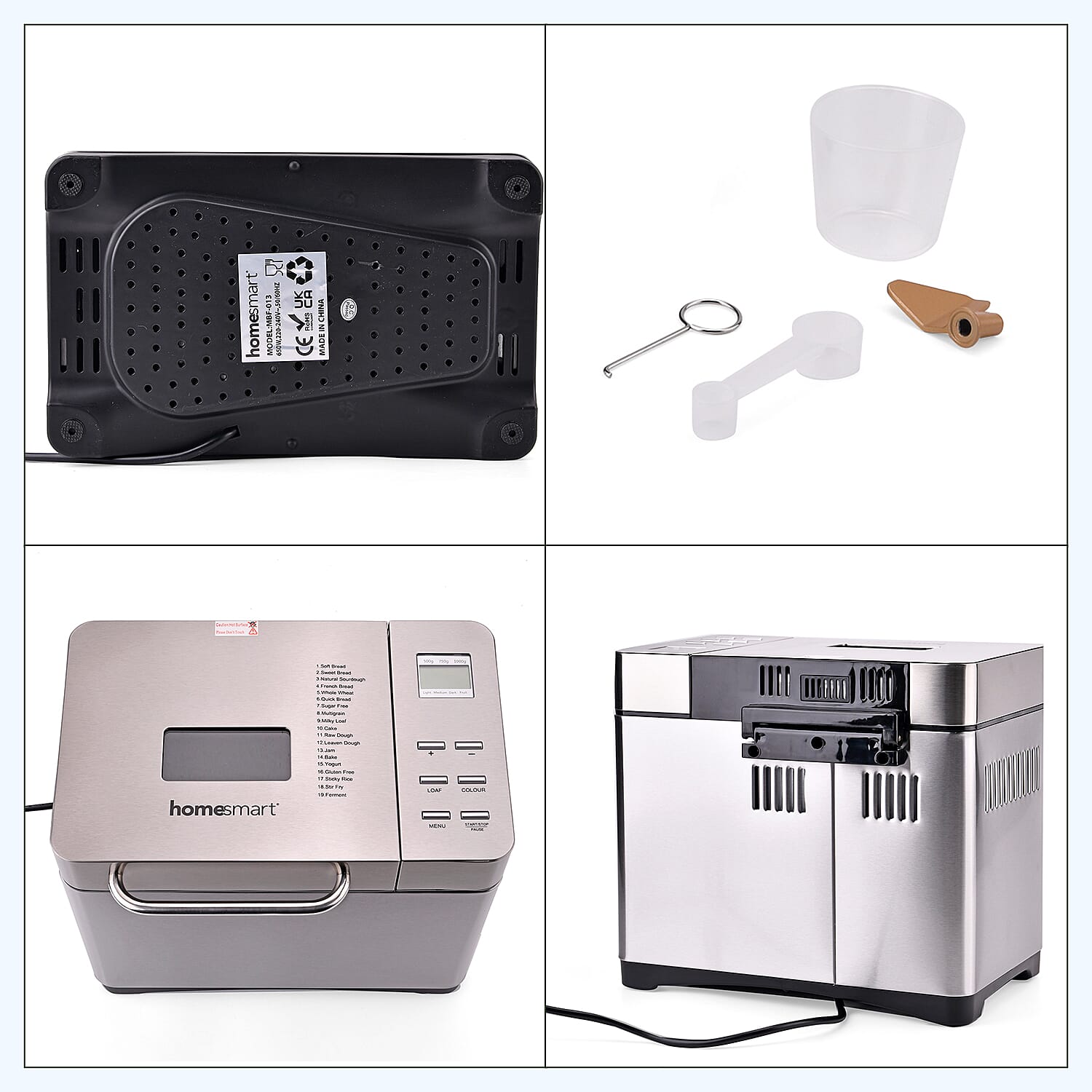 Homesmart Automatic Bread Maker Machine with LCD - All Breads, Cakes, Jams, Yoghurts, Rice - 15 hour Timer - Non Stick Bowl Homesmart Automatic Bread Maker Machine with LCD - All Breads, Cakes, Jams, Yoghurts, Rice - 15 hour Timer - Non Stick Bowl