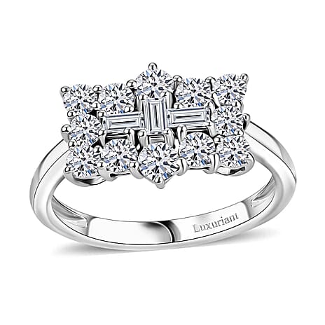 Luxuriant Diamond 9K White Gold Lab Grown Diamond SGL Certified EF, VS Cluster Ring 1.00 ct