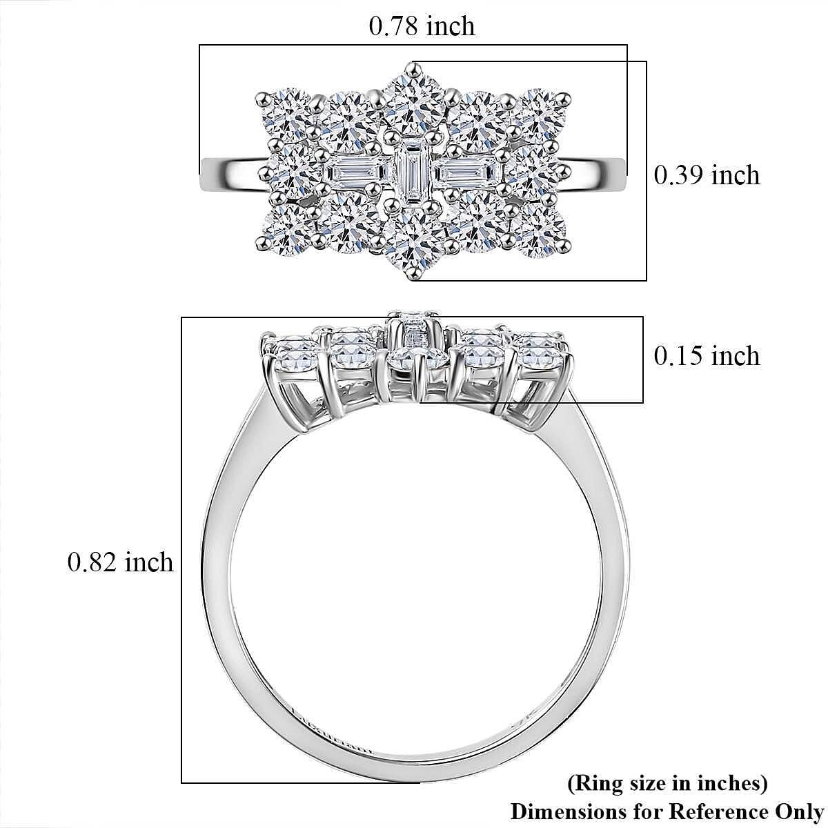 Luxuriant Diamond  950 Platinu Lab Grown Diamond SGL Certified   EF, VS Cluster Ring 1.00 Ct