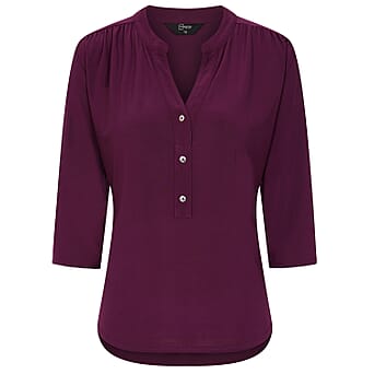 https://tjcuk.sirv.com/Products/79/6/7968075/Emreco-3-4-Sleeves-Plain-Mandarin-Collar-Blouse-Berry_7968075_2.jpg?w=342&h=342