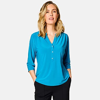https://tjcuk.sirv.com/Products/79/6/7968090/Emreco-3-4-Sleeves-Plain-Mandarin-Collar-Blouse-Teal_7968090_1.jpg?w=342&h=342
