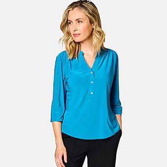 https://tjcuk.sirv.com/Products/79/6/7968090/Emreco-3-4-Sleeves-Plain-Mandarin-Collar-Blouse-Teal_7968090_2.jpg?w=342&h=342