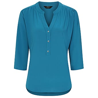 https://tjcuk.sirv.com/Products/79/6/7968090/Emreco-3-4-Sleeves-Plain-Mandarin-Collar-Blouse-Teal_7968090_3.jpg?w=342&h=342