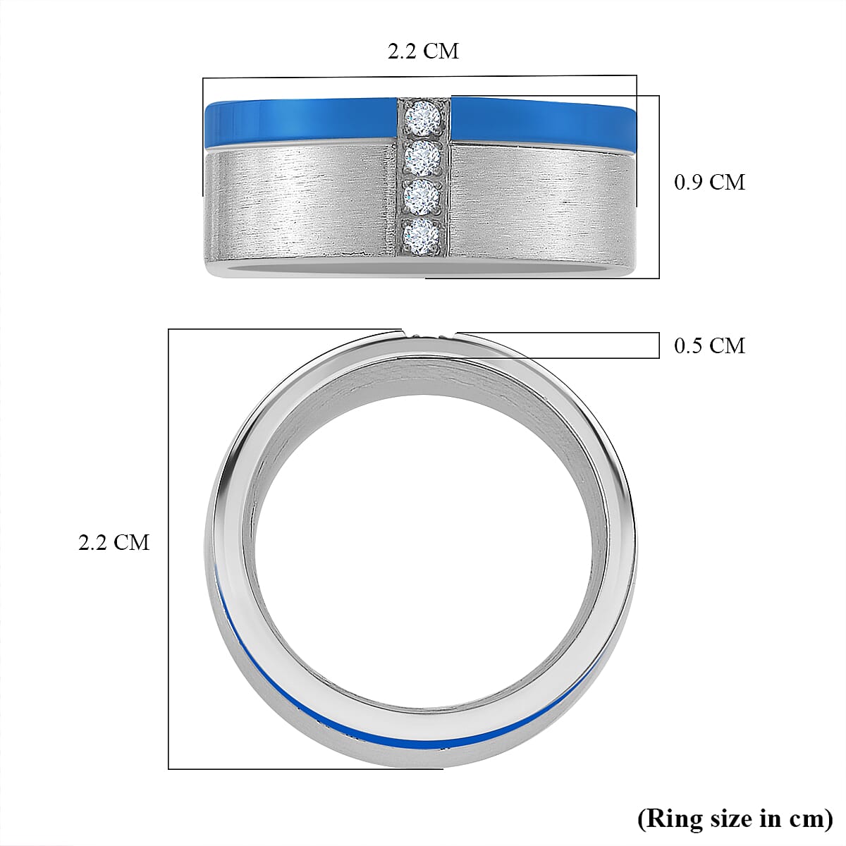 White Cubic Zirconia Ring in Dual Tone Pure Natural Tungsten Carbide