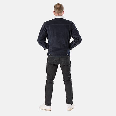 Threadbare 100% Cotton Mens Corduroy Sherpa Collar Jacket (Size L) - Black