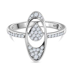 Diamond Ring in Rhodium Overlay Sterling Silver
