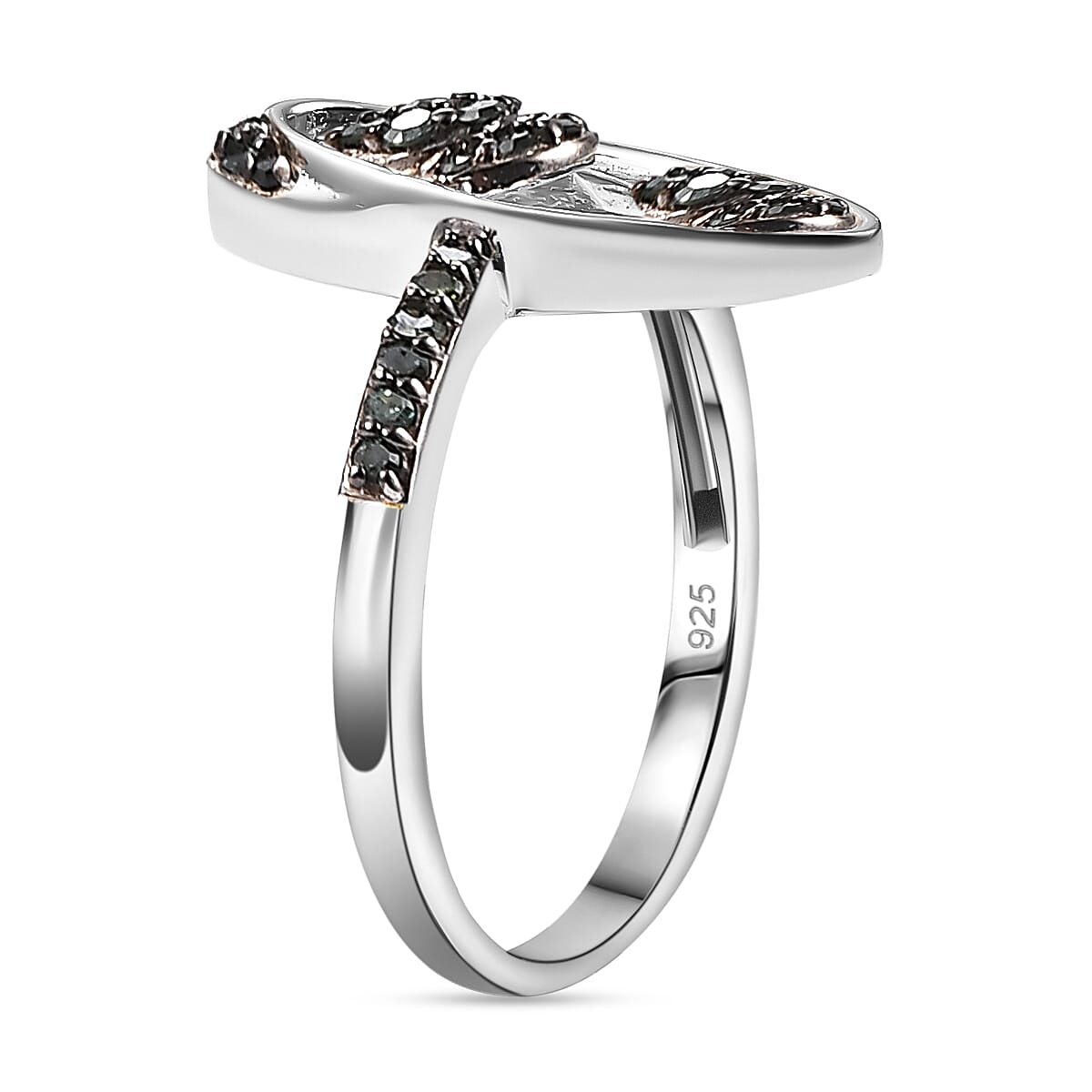 Diamond Ring in Rhodium Overlay Sterling Silver