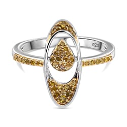 Diamond Ring in Rhodium Overlay Sterling Silver