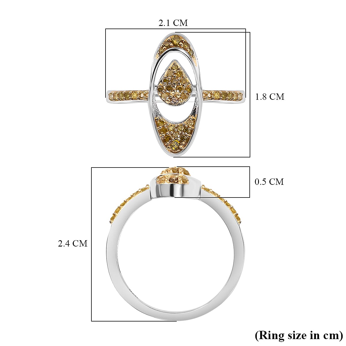 Diamond Ring in Rhodium Overlay Sterling Silver