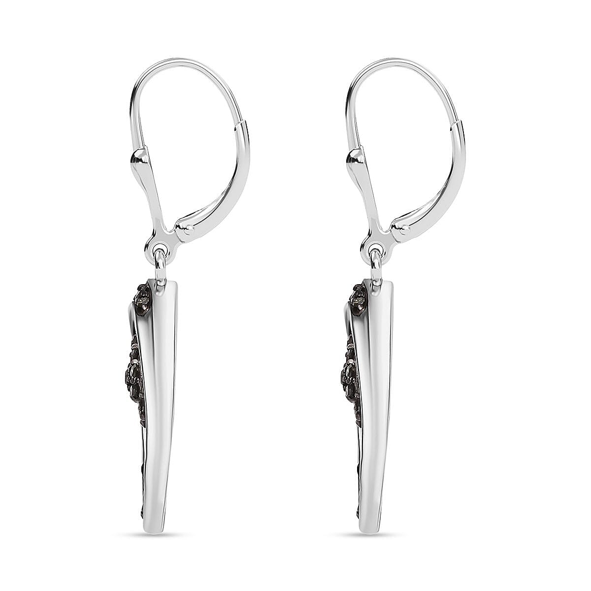 Green Diamond Earring with Lever Back in Rhodium Overlay Sterling Silver 0.50 Ct