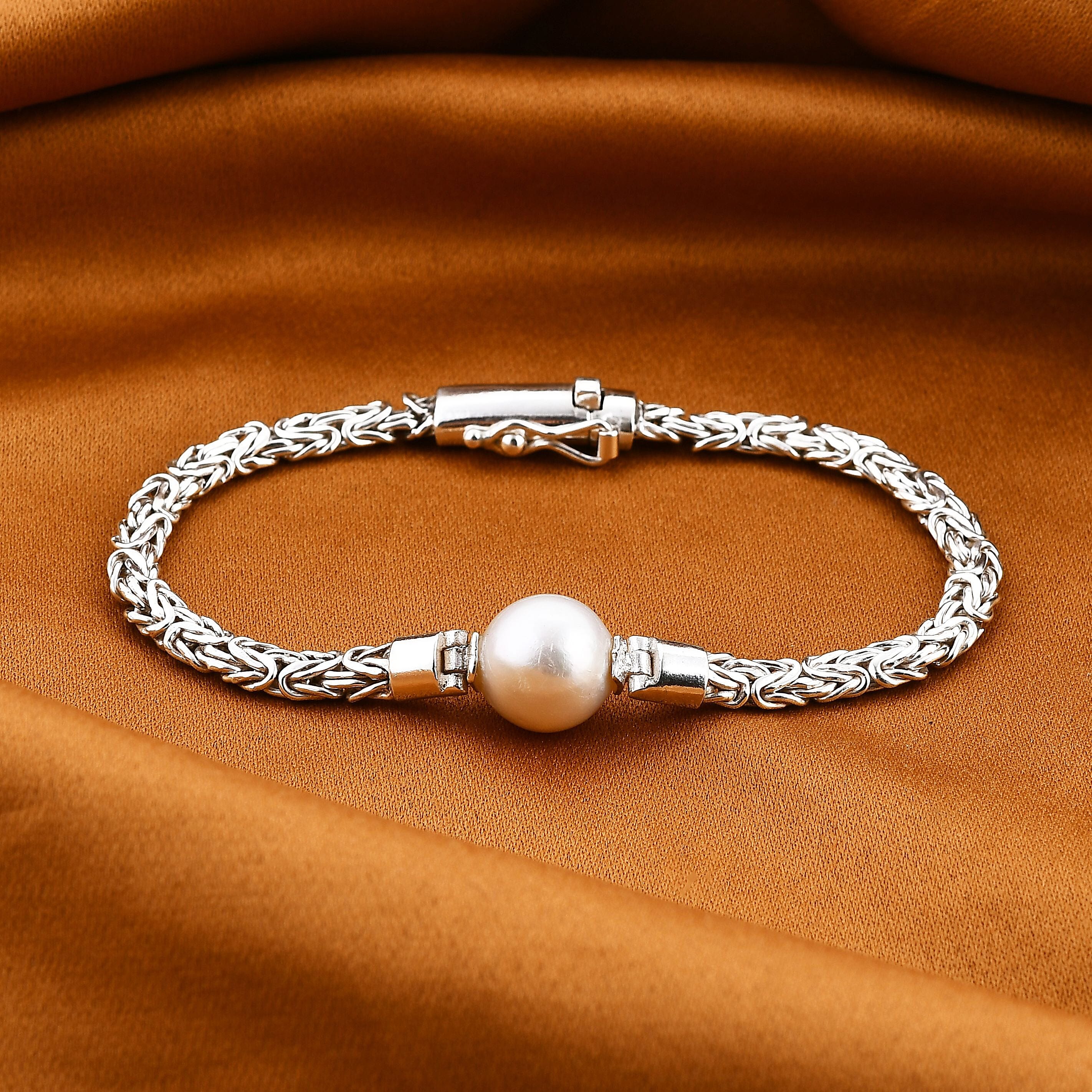 Royal Bali Edison Pearl Borobudur Bracelet  (Size - 7.5) in Sterling Silver 11.73 Ct, Silver Wt. 14.00 Gms.