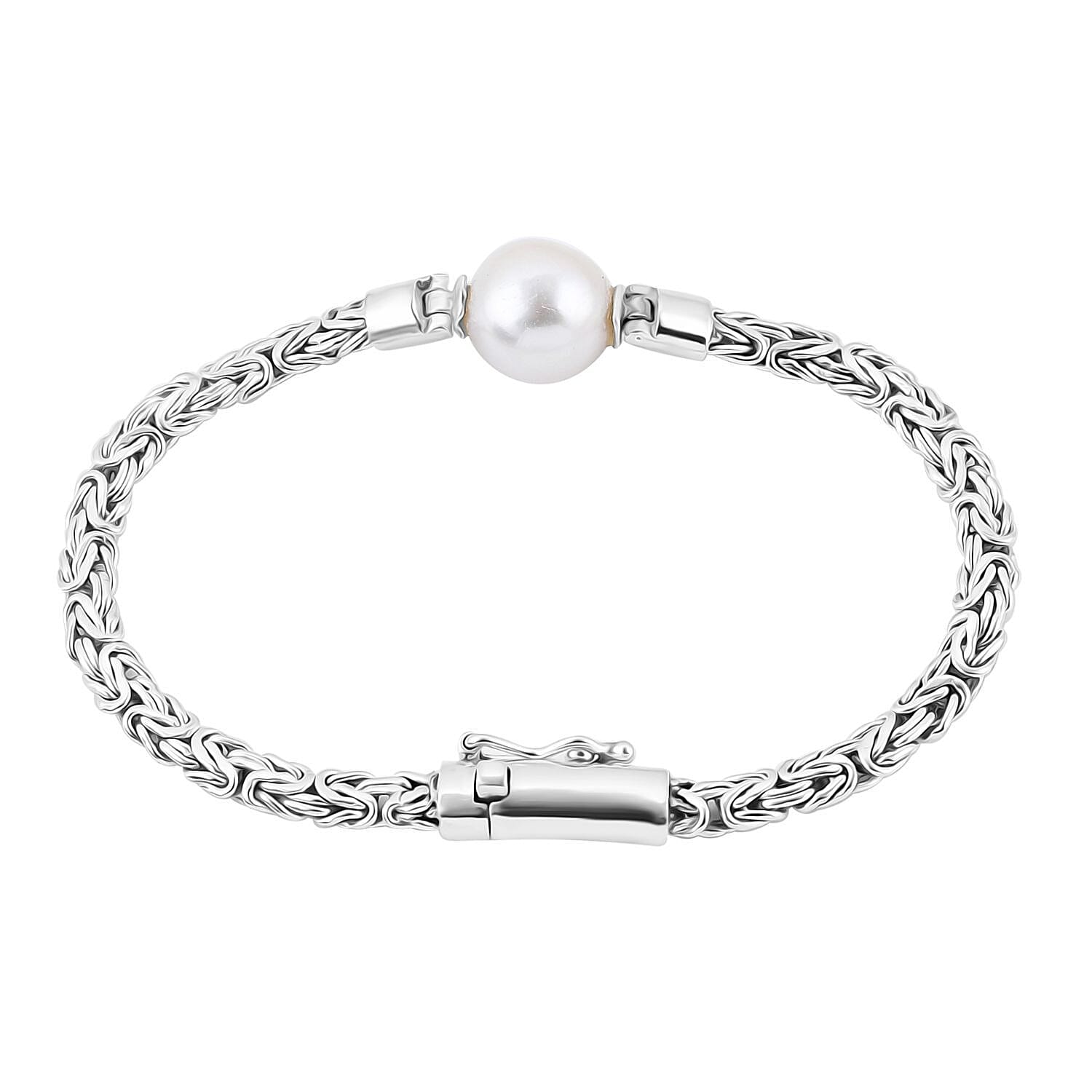Royal Bali Edison Pearl Borobudur Bracelet  (Size - 7.5) in Sterling Silver 11.73 Ct, Silver Wt. 14.00 Gms.