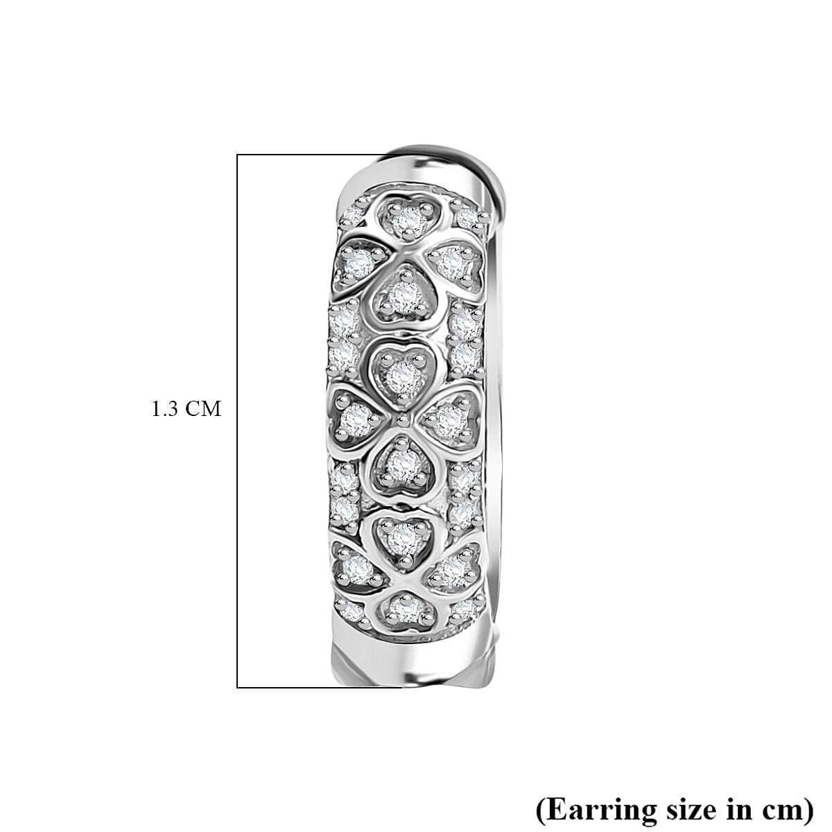 Diamond Cluster with Hoop Earring in Rhodium Overlay Sterling Silver