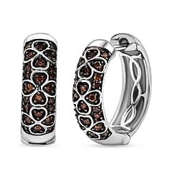 Diamond Cluster with Hoop Earring in Rhodium Overlay Sterling Silver