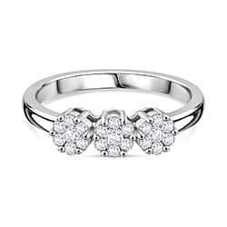 Diamond Cluster Ring in Rhodium Overlay Sterling Silver