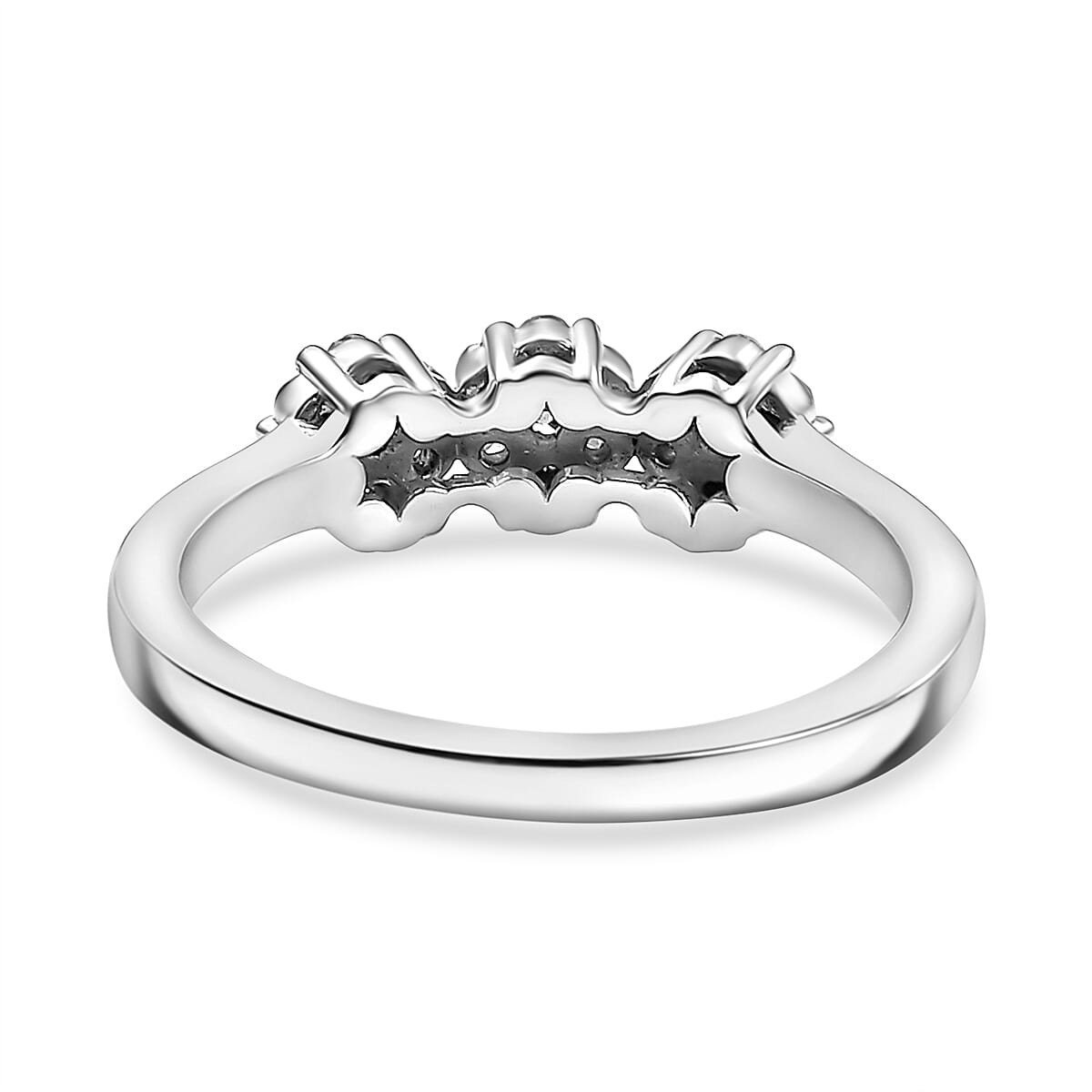 Diamond Cluster Ring in Rhodium Overlay Sterling Silver