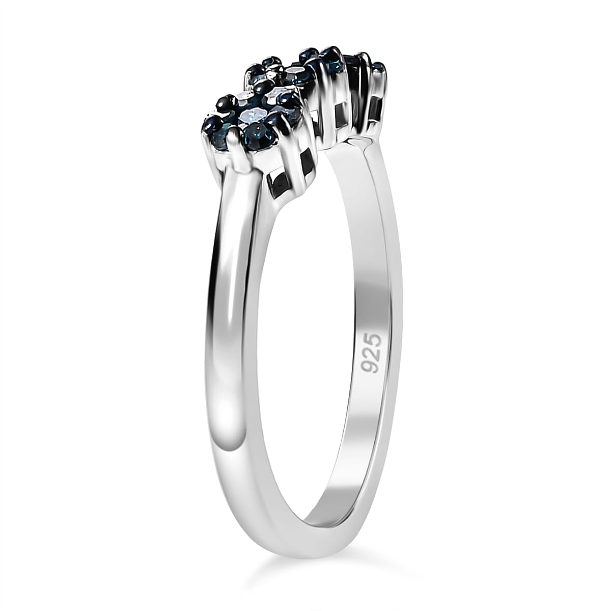 Diamond Cluster Ring in Rhodium Overlay Sterling Silver