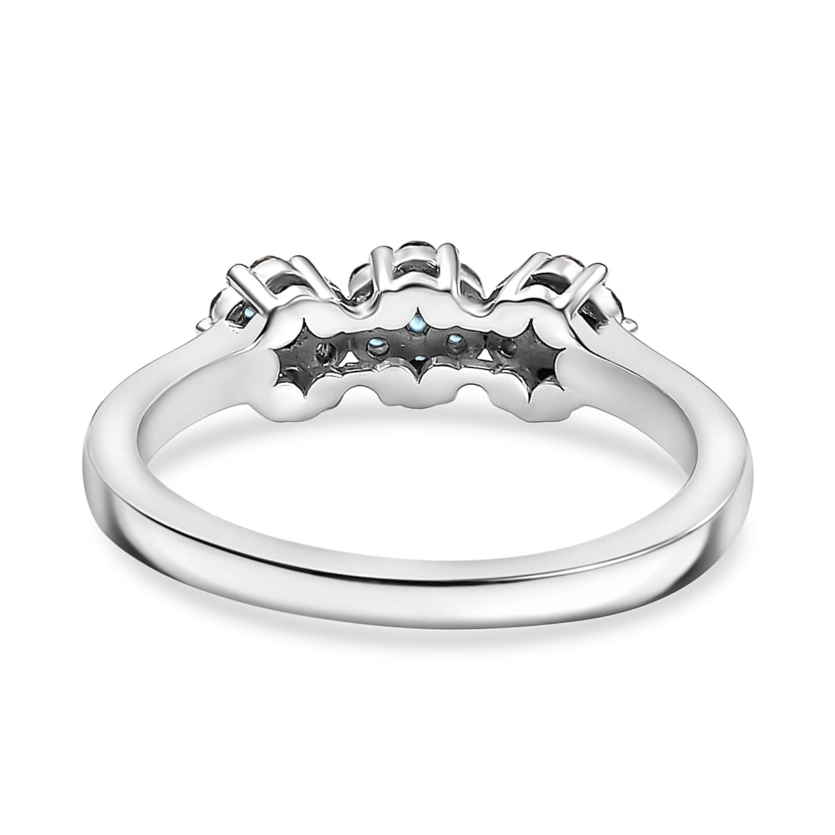 Diamond Cluster Ring in Rhodium Overlay Sterling Silver