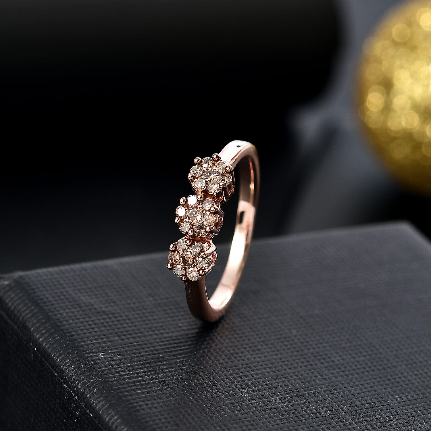 Diamond Cluster Ring in Rhodium Overlay Sterling Silver