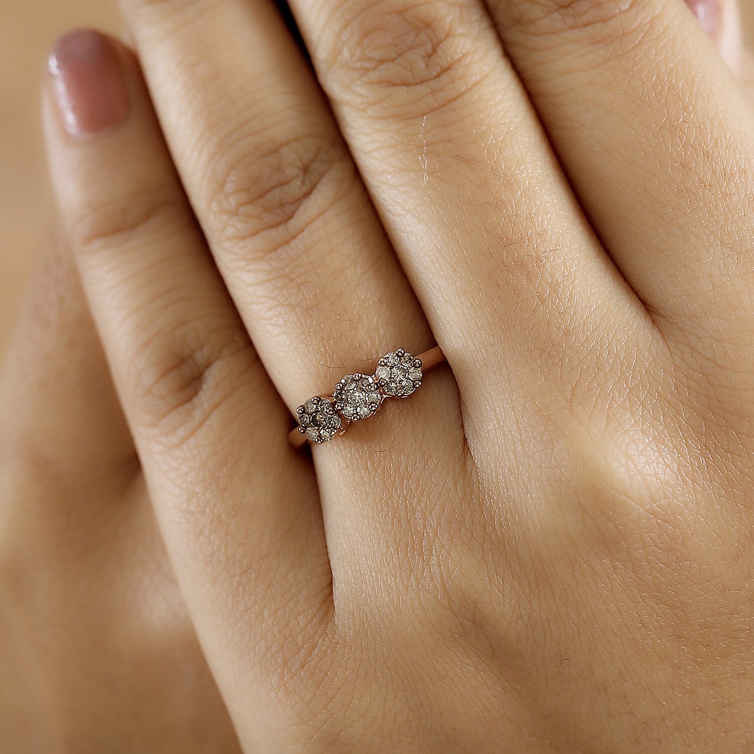 Diamond Cluster Ring in Rhodium Overlay Sterling Silver