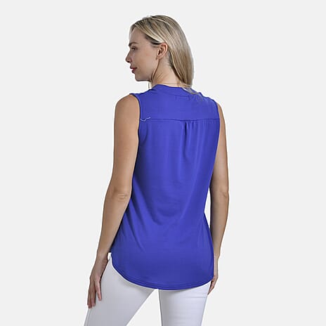 THE SHOWSTOPPER- - Maisi Womens Relaxed Fit Sleeveless Blouse (Size M) - Blue