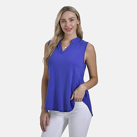 THE SHOWSTOPPER- - Maisi Womens Relaxed Fit Sleeveless Blouse (Size M) - Blue