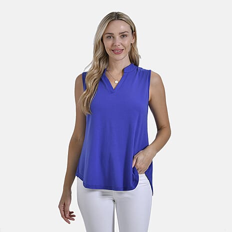 THE SHOWSTOPPER- - Maisi Womens Relaxed Fit Sleeveless Blouse (Size M) - Blue