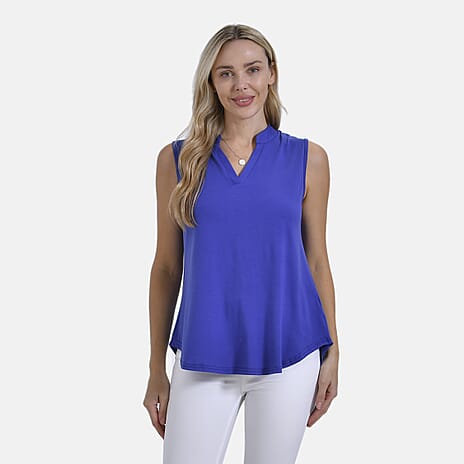 - Maisi Womens Relaxed Fit Sleeveless Blouse (Size XL) - Blue
