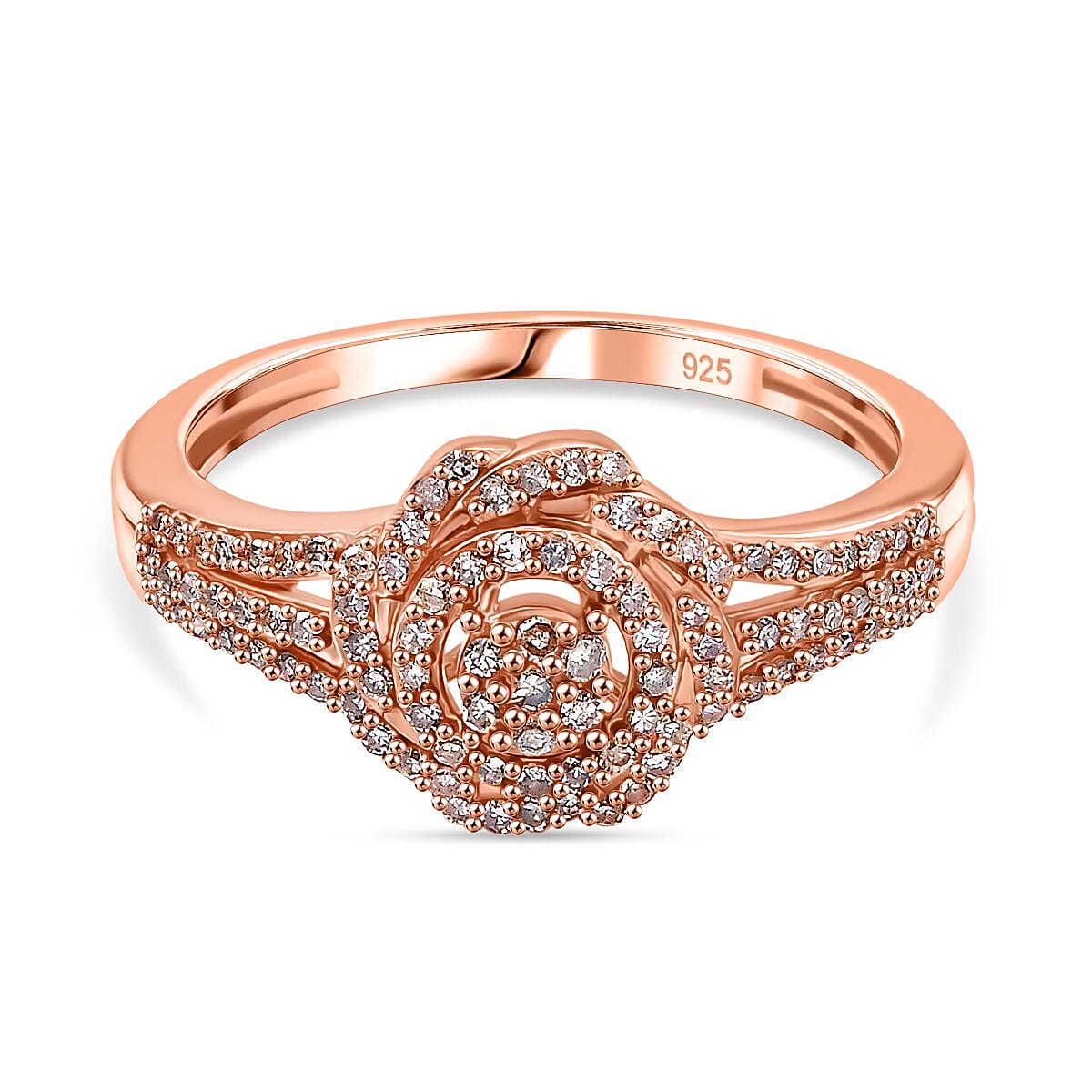 Diamond Cluster Ring in Rhodium Overlay Sterling Silver