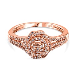 Diamond Cluster Ring in Rhodium Overlay Sterling Silver