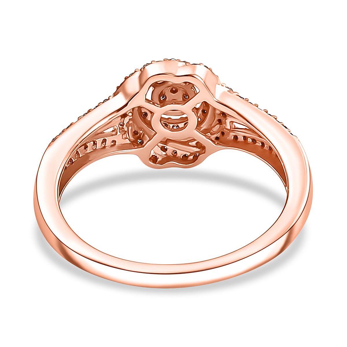 Diamond Cluster Ring in Rhodium Overlay Sterling Silver