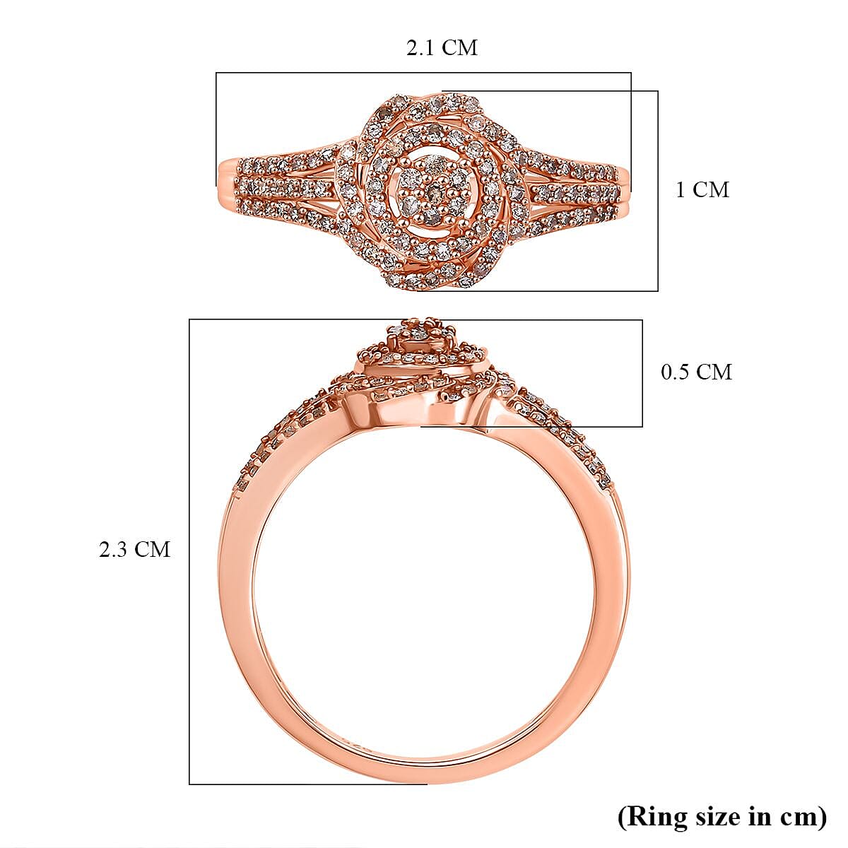 Diamond Cluster Ring in Rhodium Overlay Sterling Silver