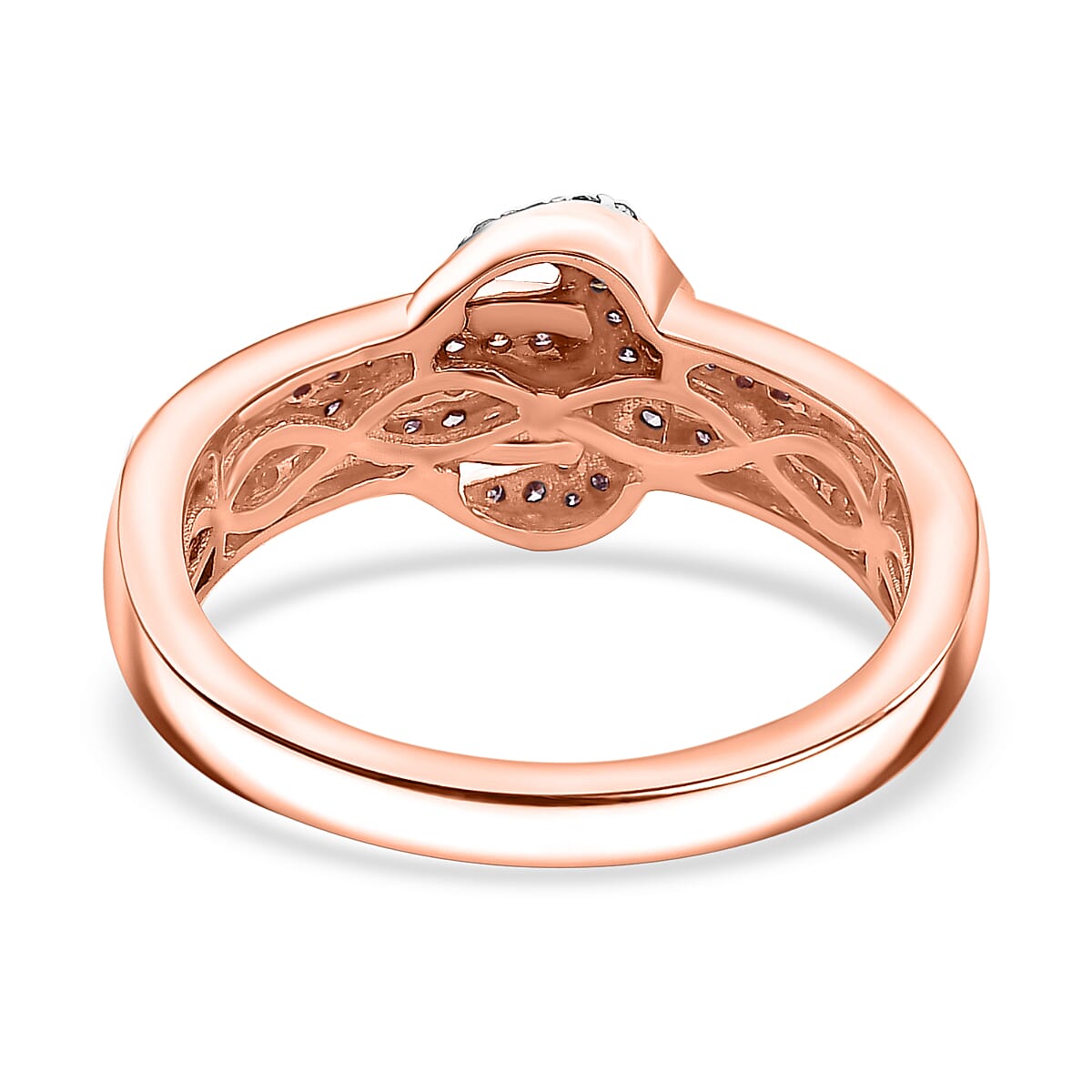 9K Rose Gold SGL Certified White Diamond & Pink Diamond Ring 0.33 Ct.