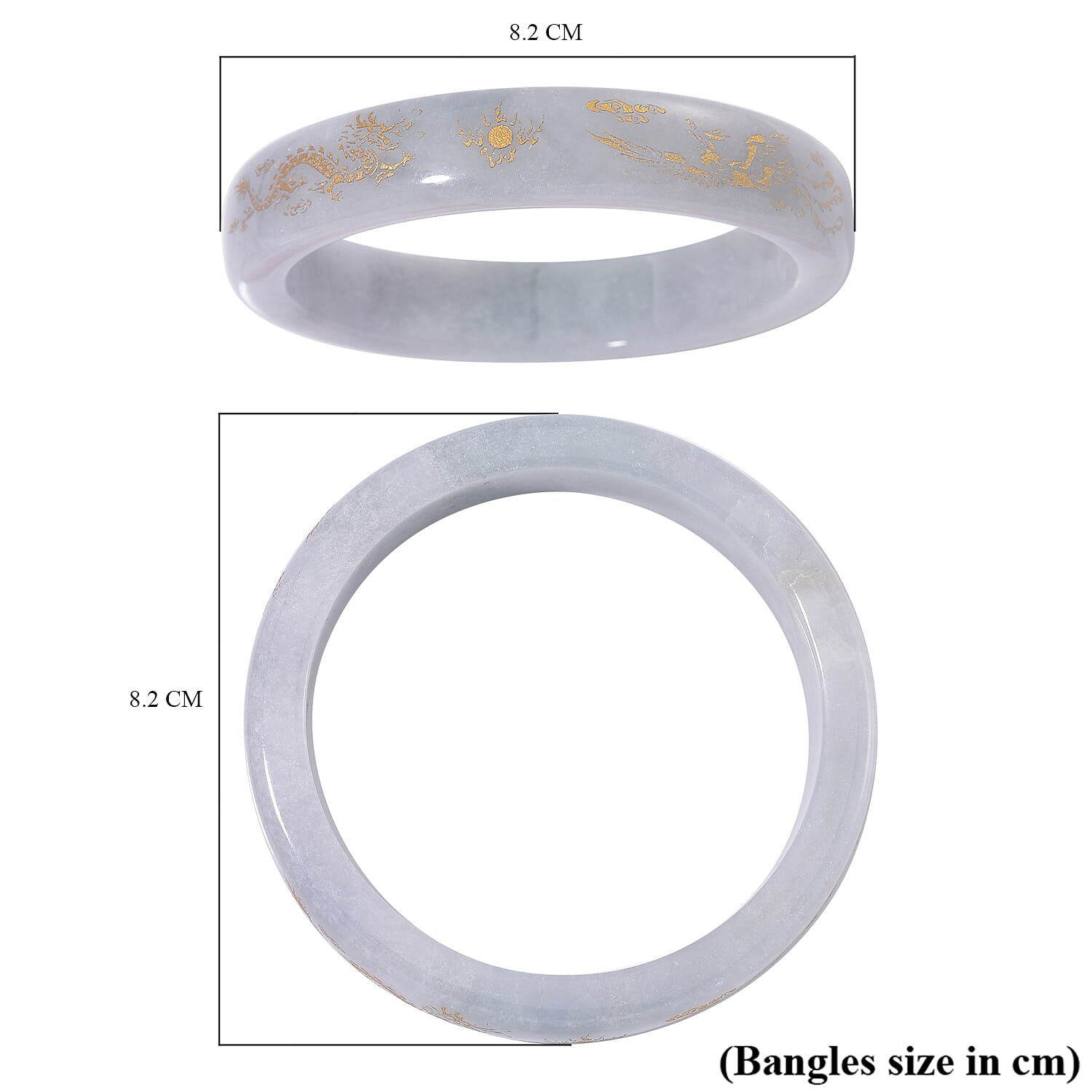 White Jade Stone Bangle (Size - 7.5) 300.00 Ct.
