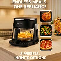 2-in-1 Multifunctional Air Fryer and Flip Action Hot Plate (8 Preset Functions)