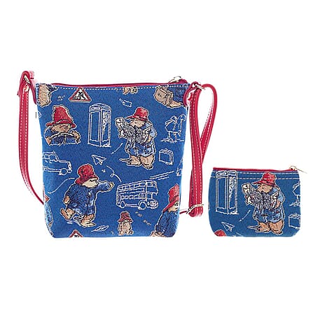 Signare Paddington Woven Sling Bag & Zip Coin Purse - Blue Multi