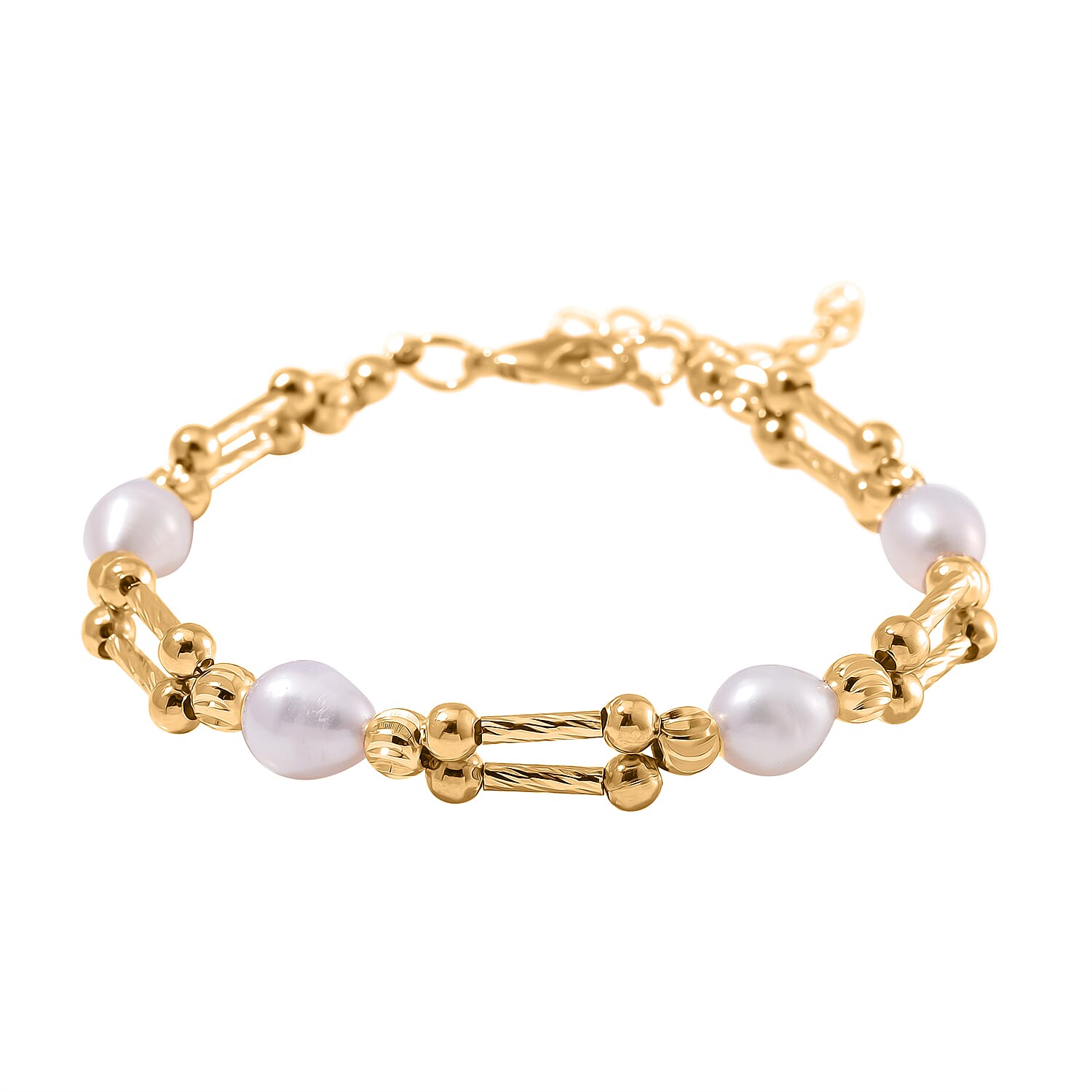 White Fresh Water Pearl Bracelet (Size - 7.5-2)  10.00 Ct.