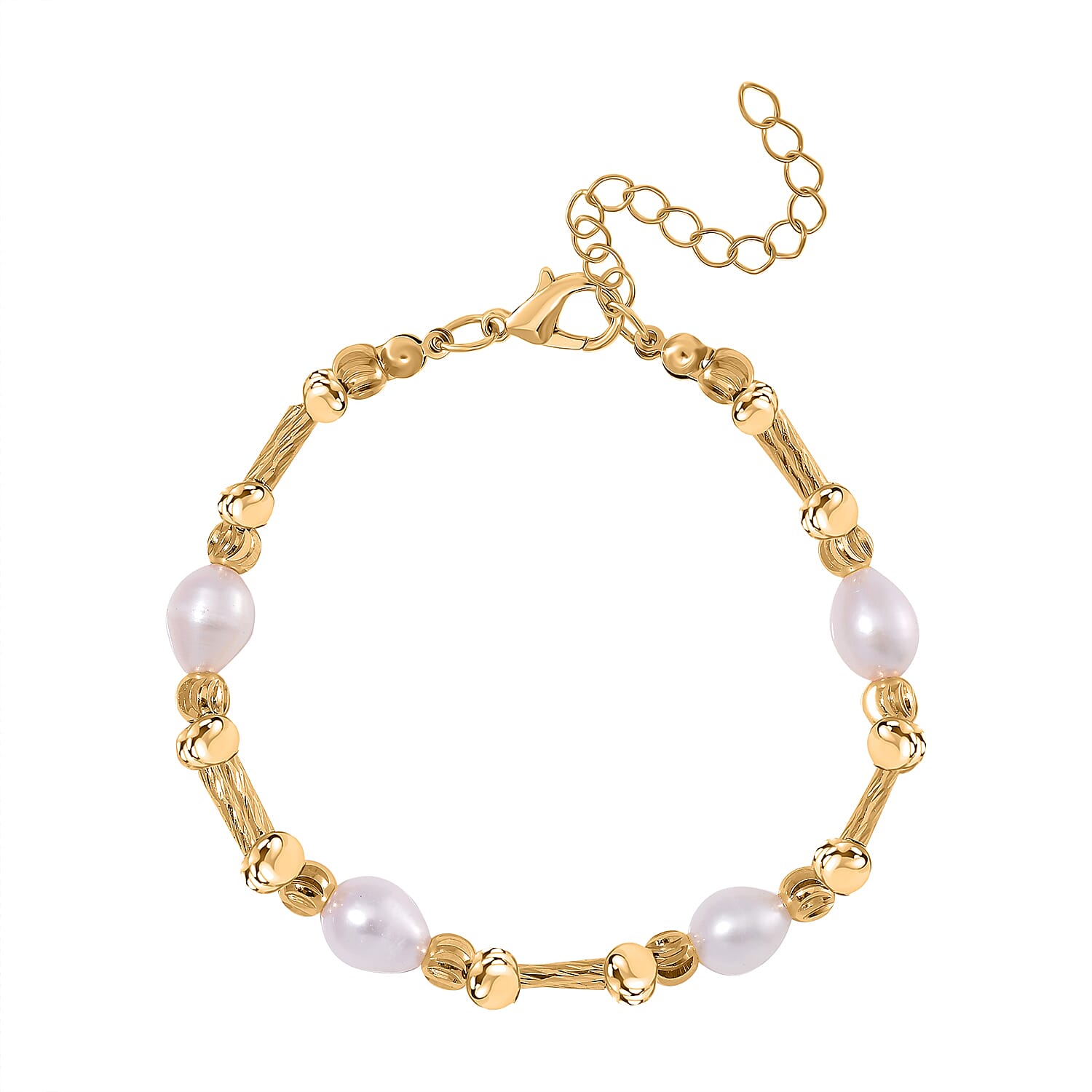 White Fresh Water Pearl Bracelet (Size - 7.5-2)  10.00 Ct.
