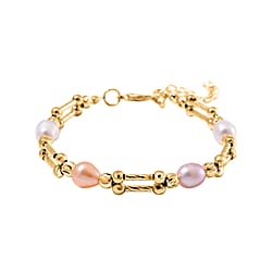 Peach Fresh Water Pearl Bracelet (Size -7.5-2) in Rose Gold Tone 10.00 Ct.