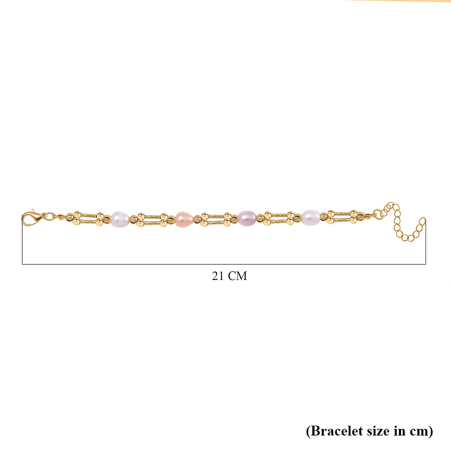Multi Color Fresh Water Pearl Bracelet (Size - 7.5-2) in Yellow Gold Tone 10.00 Ct.