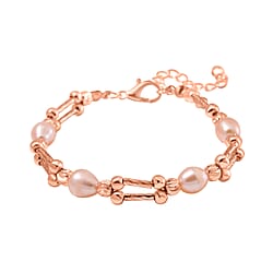 Peach Fresh Water Pearl Bracelet (Size -7.5-2) in Rose Gold Tone 10.00 Ct.