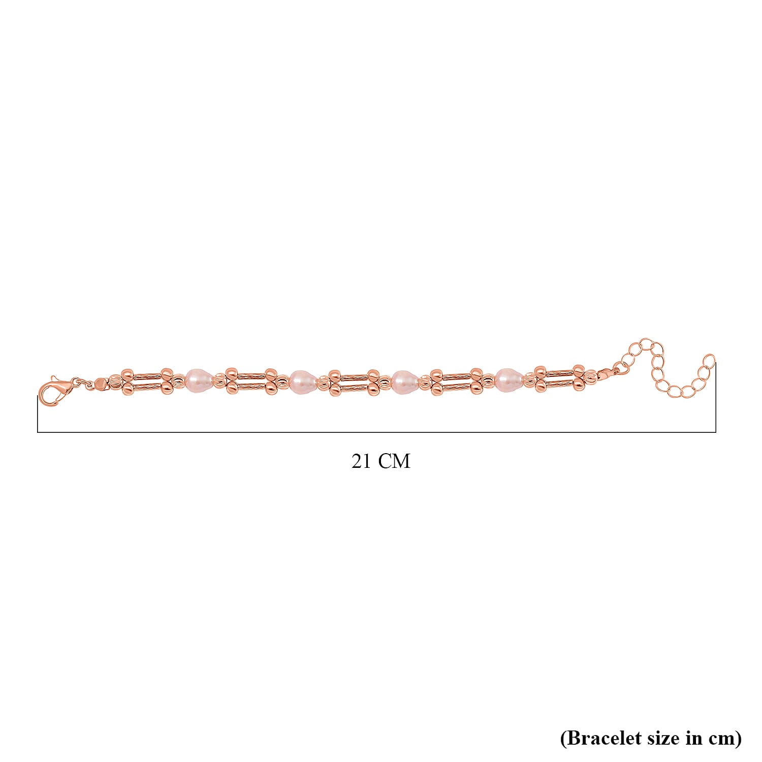 Peach Fresh Water Pearl Bracelet (Size -7.5-2) in Rose Gold Tone 10.00 Ct.