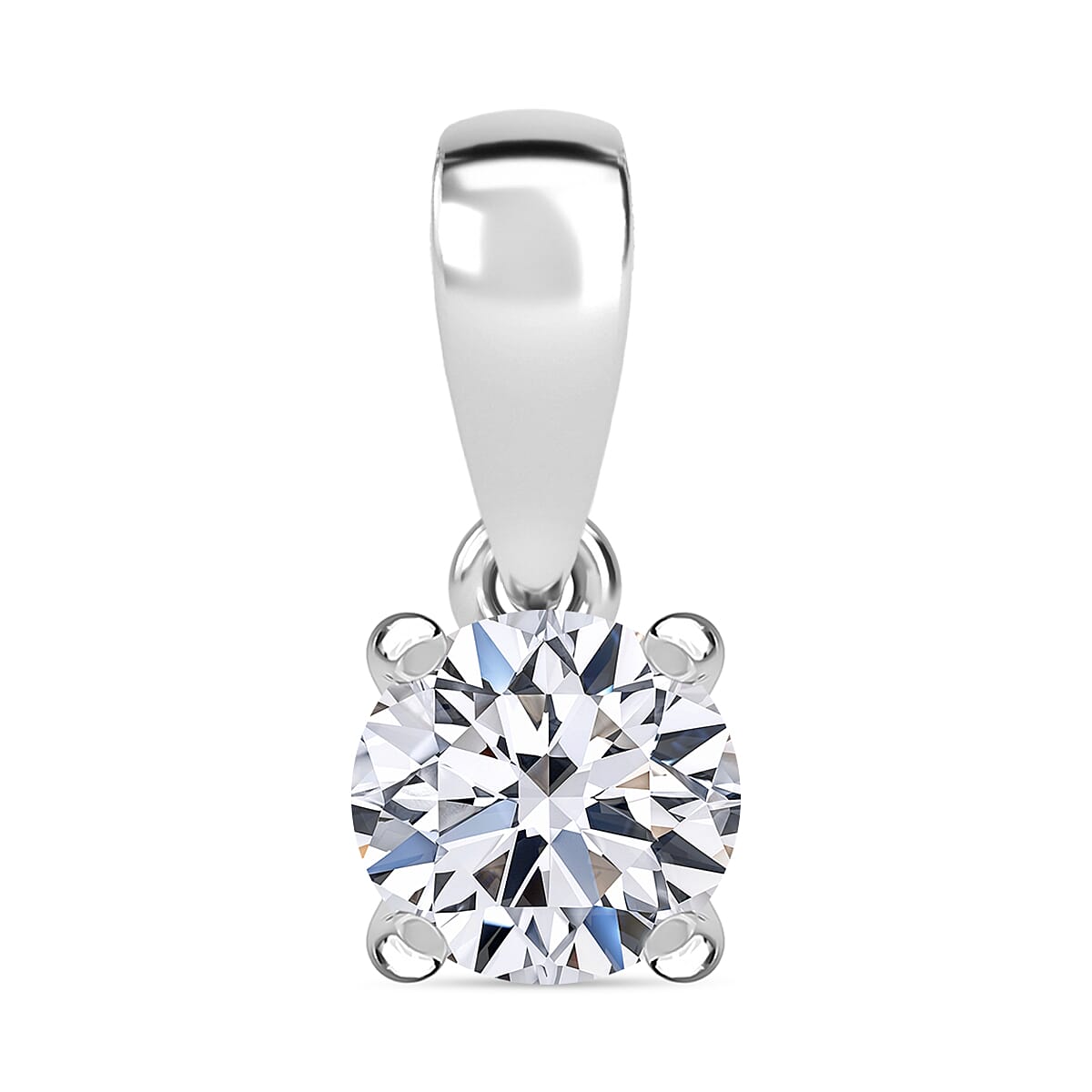 9K White Gold  I3   White Diamond  I3 Pendant 0.52 ct,  Gold Wt. 0.5 Gms  0.518  Ct.