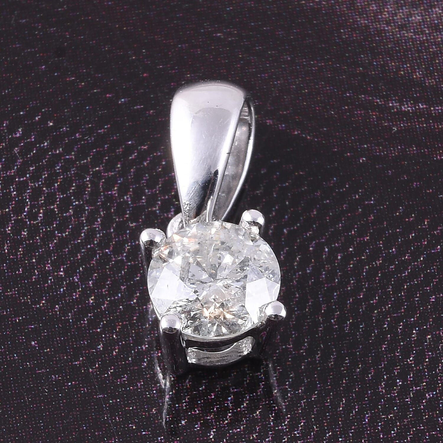 9K White Gold  I3   White Diamond  I3 Pendant 0.52 ct,  Gold Wt. 0.5 Gms  0.518  Ct.