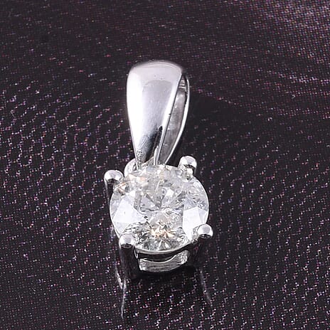 9K White Gold  I3   White Diamond  I3 Pendant 0.52 ct,  Gold Wt. 0.5 Gms  0.518  Ct.