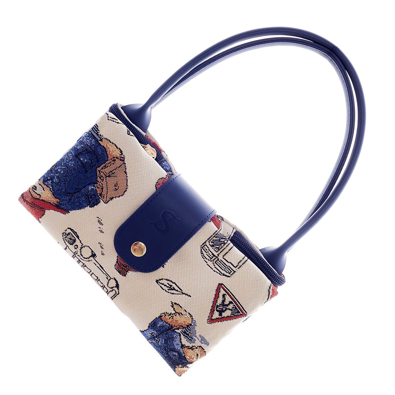 Signare Paddington Woven Folding Bag - Cream Multi