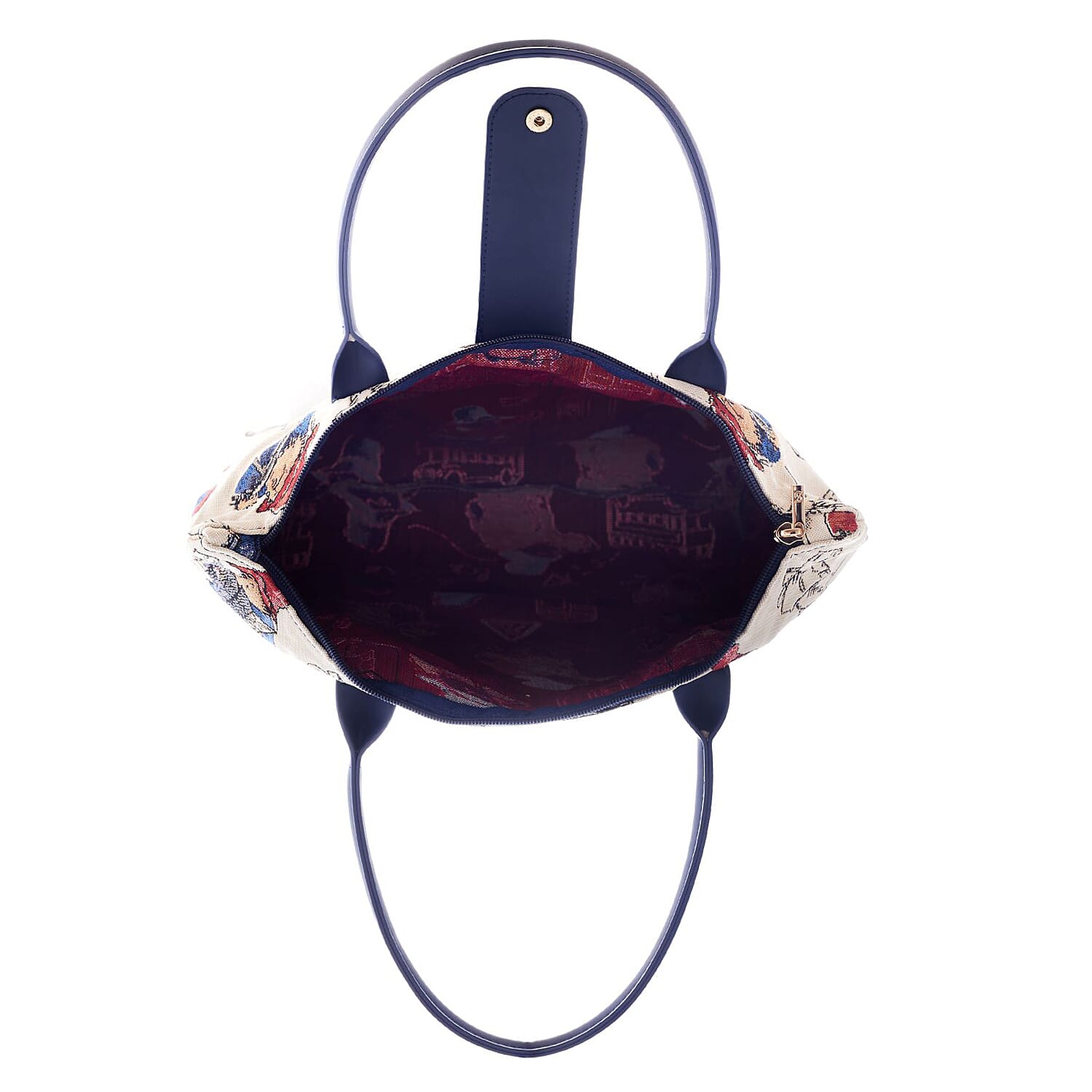 Signare Paddington Woven Folding Bag - Cream Multi