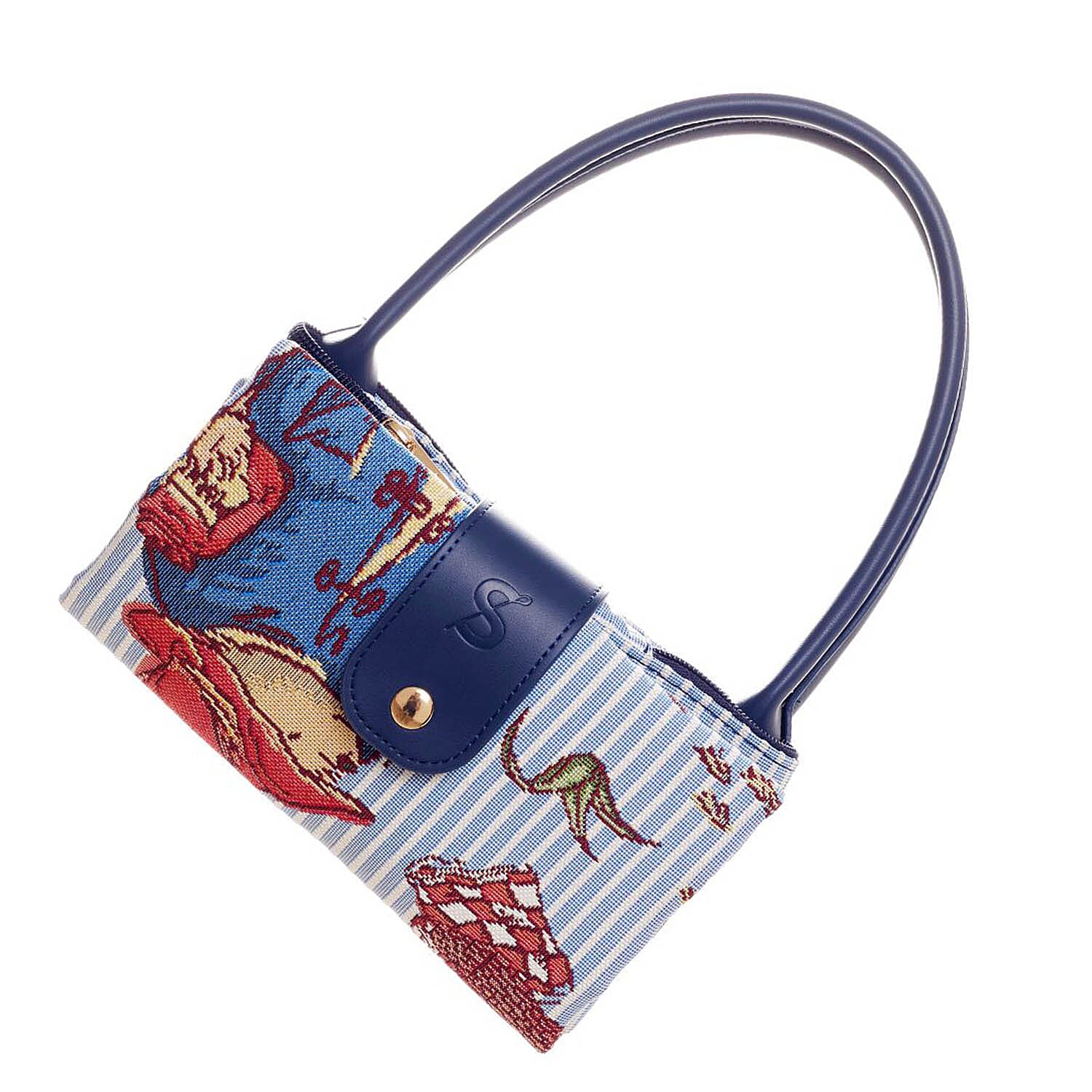 Signare Paddington Woven Folding Bag - Light Blue