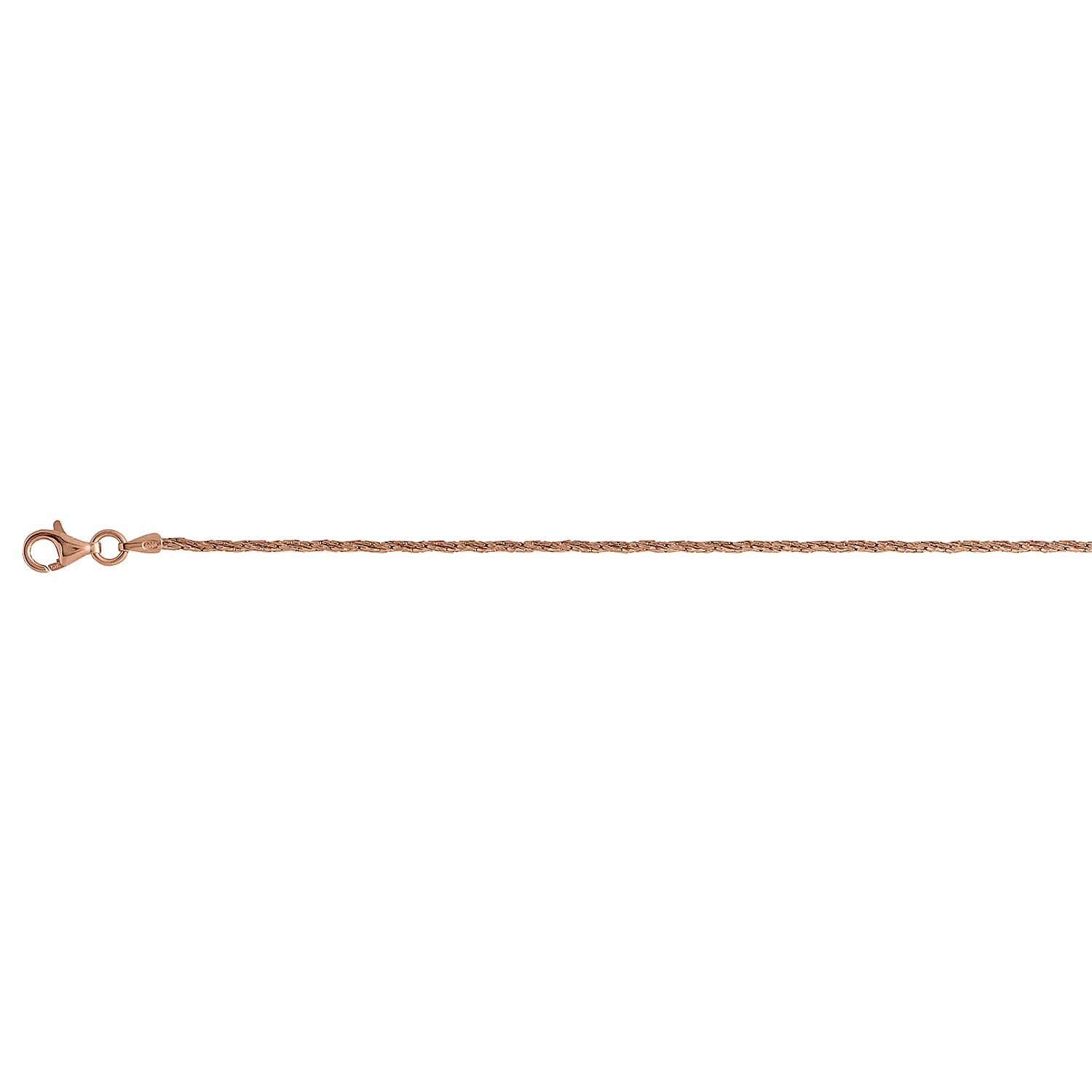 Rope Chain (Size - 18) with Lobster Clasp in Rose Gold Plating Sterling Silver, Silver Wt. 5.55 Gms.